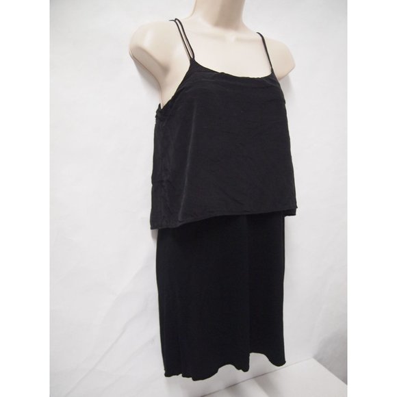 AllSaints Womens Fade Dress 2 Mini Black Layered Silk/Knit Strappy Sleeveless - Picture 3 of 8